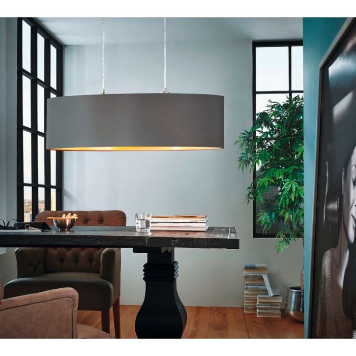 Braune moderne Pendelleuchte Stoff, Terme