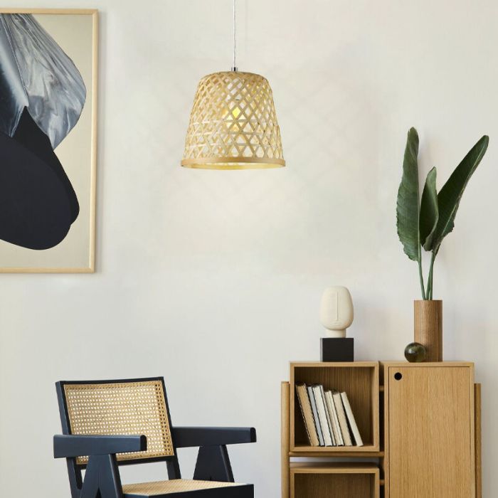Rattan Pendelleuchte Braun, Durkje