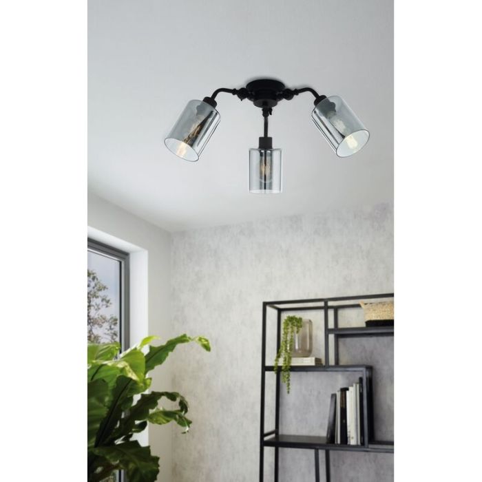 Schwarze moderne Deckenlampe Stahl, Paola