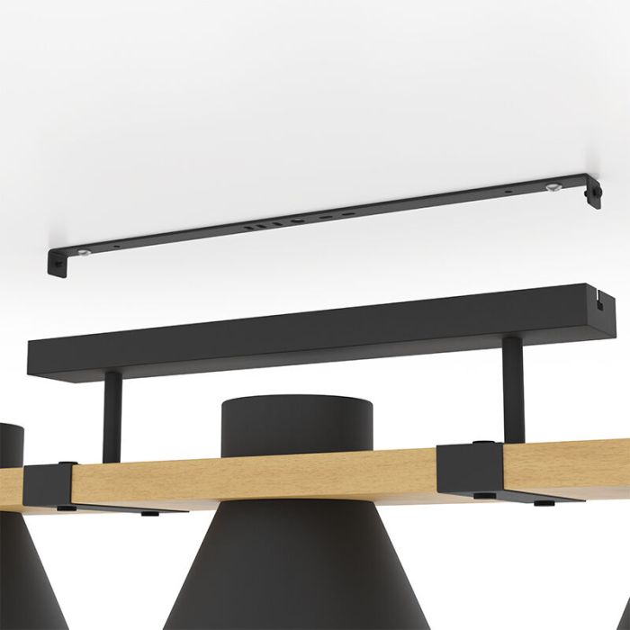 Schwarze retro Deckenleuchte Holz, Juanita