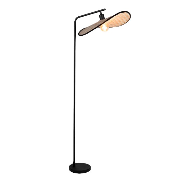 Braune landhaus Stehlampe Holz, Jillah, mit Schalter