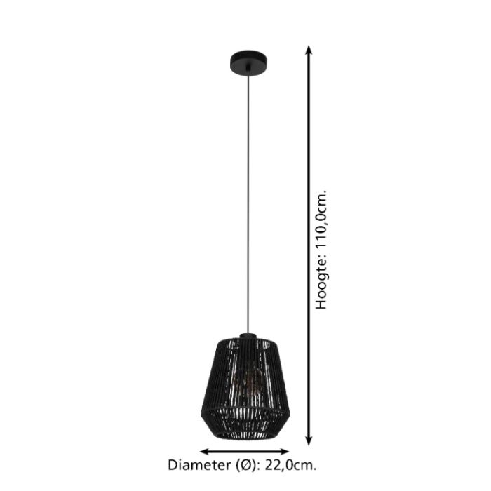 Papier Pendelleuchte Schwarz, Caine