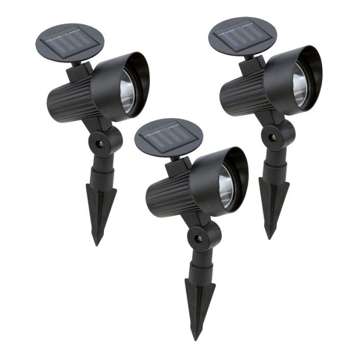 Schwarze Außenstrahler Kunststoff, Zora, 1W, 3000K LED, IP44, mit Schalter
