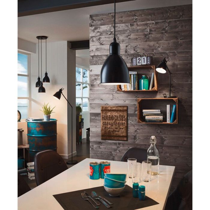 Schwarze industrielle Stehlampe Metall, Lavinio, mit Schalter