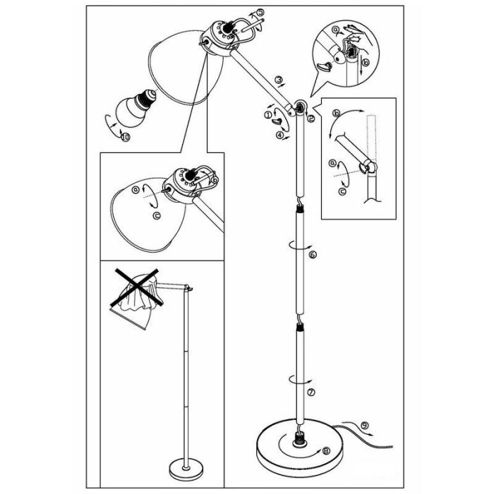 Schwarze industrielle Stehlampe Metall, Lavinio, mit Schalter
