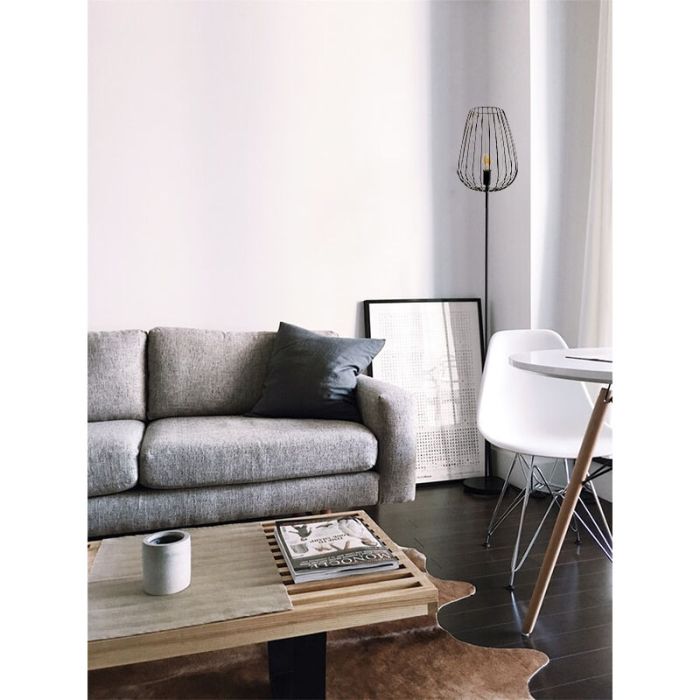 Schwarze moderne Stehlampe Metall, Kitana, mit Schalter
