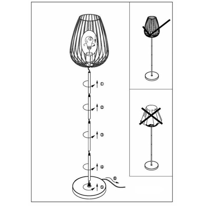 Schwarze moderne Stehlampe Metall, Kitana, mit Schalter