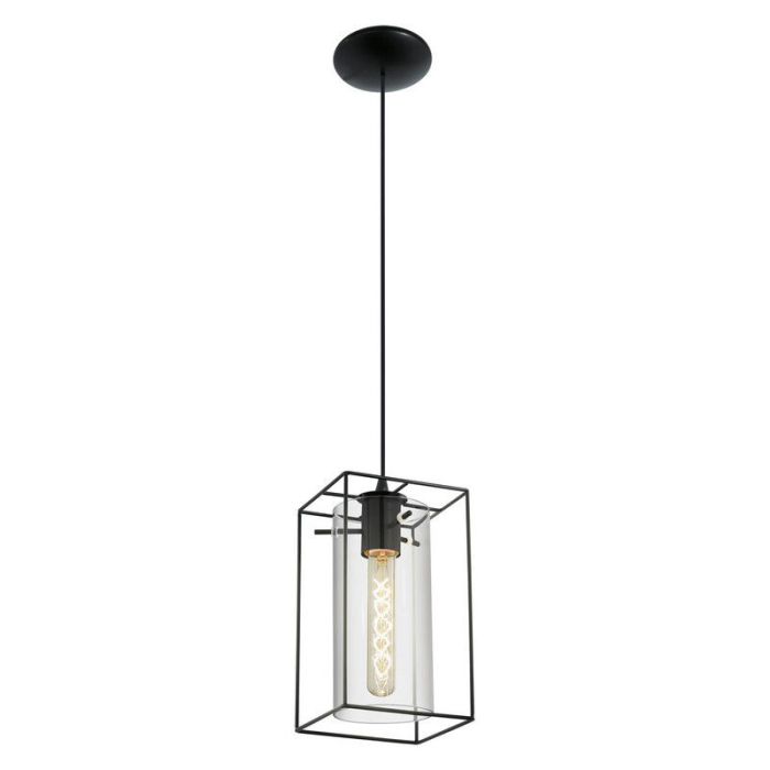 Schwarze industrielle Pendelleuchte Glas, Aprica