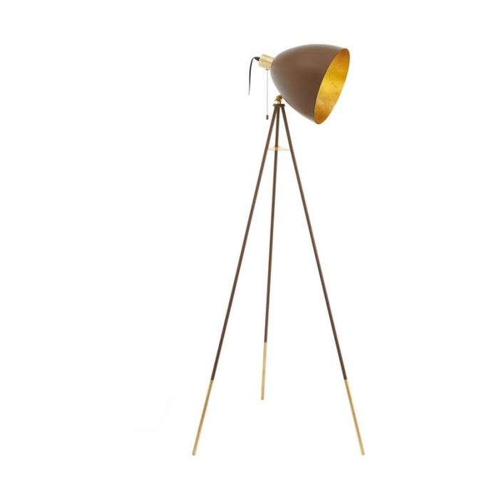 Goldene moderne Stativlampe Stahl, Maick, mit Zugschalter