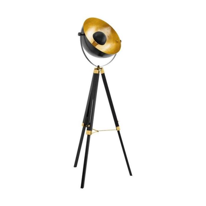 Schwarze moderne Stativlampe Stahl, Nickolas, mit Schalter