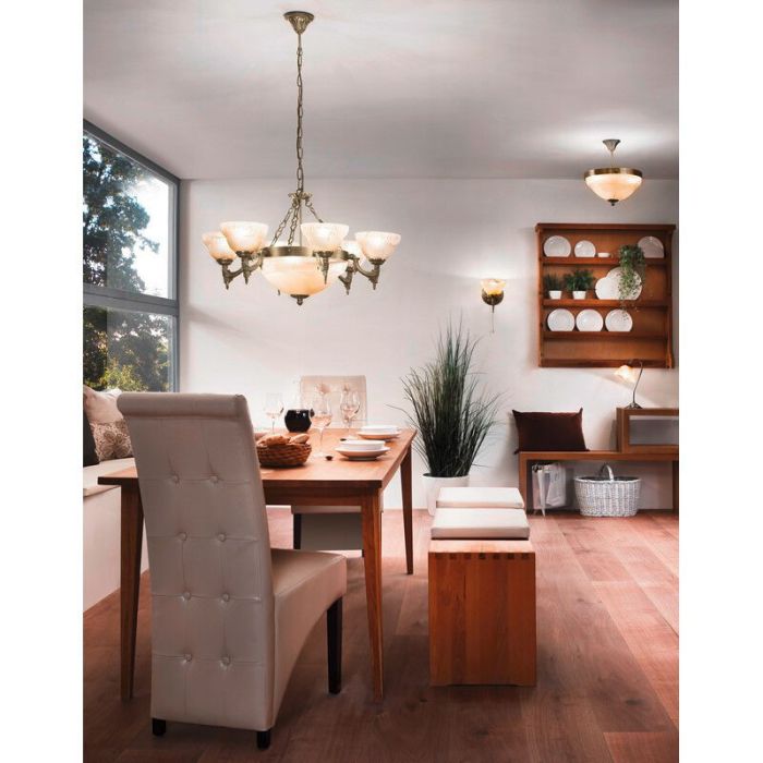 Bronze antik Deckenlampe Glas, Eugine