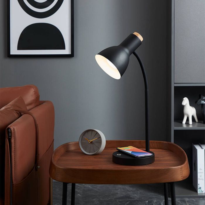 Schwarze moderne Tischleuchte Aluminium, Serena, 5,5W, 3000K LED, mit Touch-Dimmer