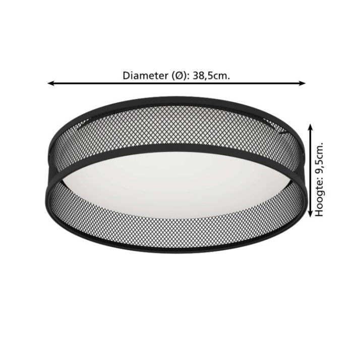 Schwarze Deckenlampe Stahl, Jolene, 20W, 3000K LED