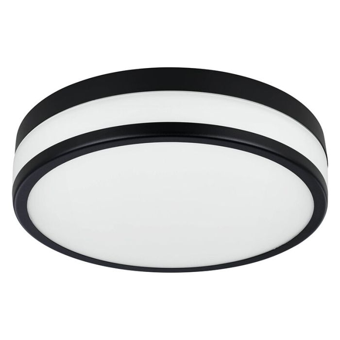 Schwarze Badezimmer Deckenleuchte Glas, Jacco, 5,7W, 3000K LED, IP44
