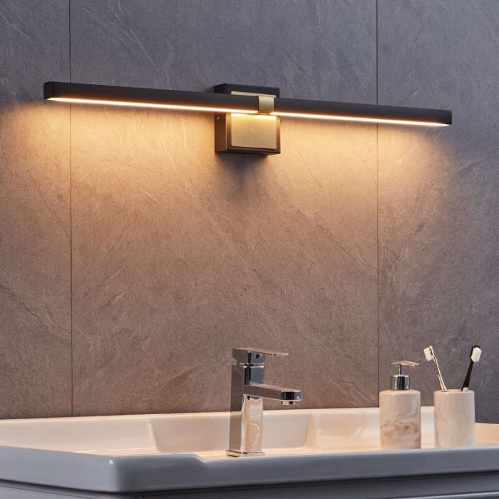Messing moderne Wandleuchte Badezimmer Stahl, Natasha, 17,5W, 3000K LED, IP44