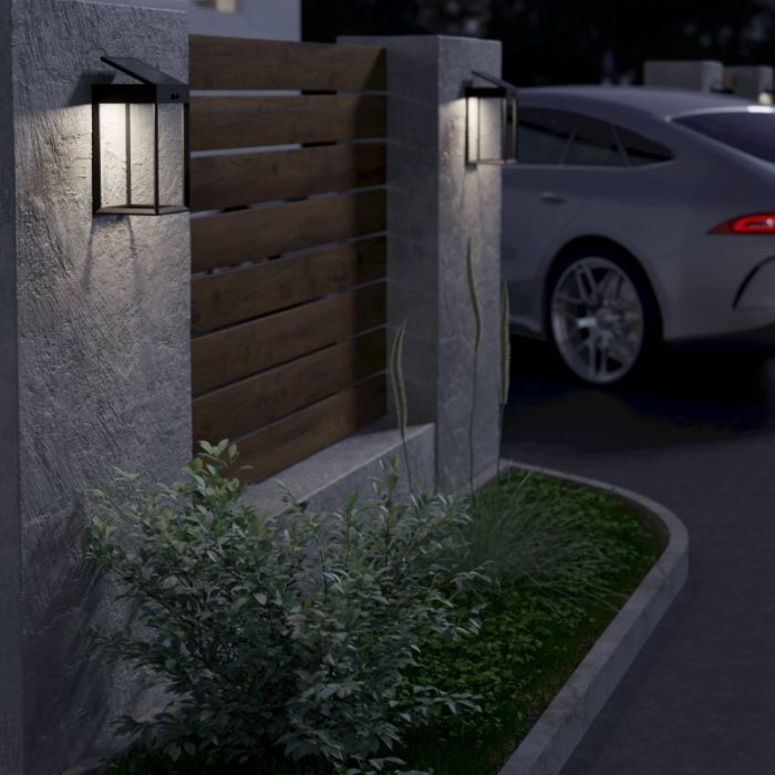 Schwarze Solar Außen Wandleuchte Kunststoff, Hubrecht, 6,5W, 4000K LED, IP65