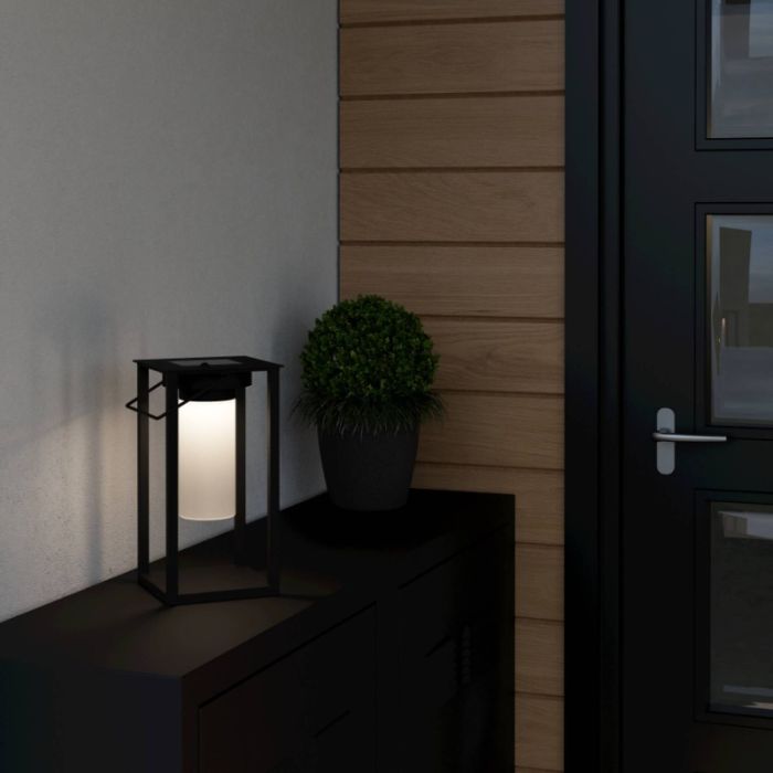Schwarze Solar Außen Tischlampe Kunststoff, Hillebrand, 3,3W, 4000K LED, IP54, mit Schalter