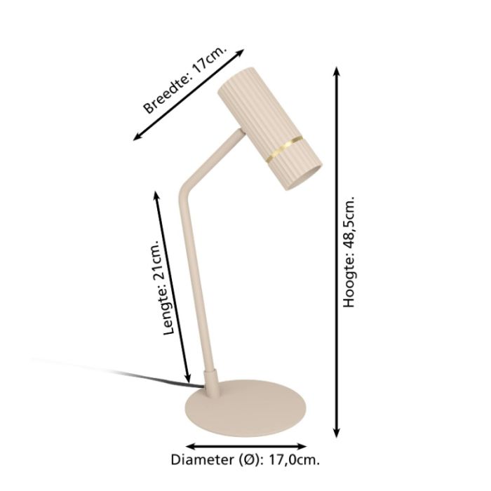 Beige moderne Schreibtischlampe Stahl, Vahid, mit Schalter