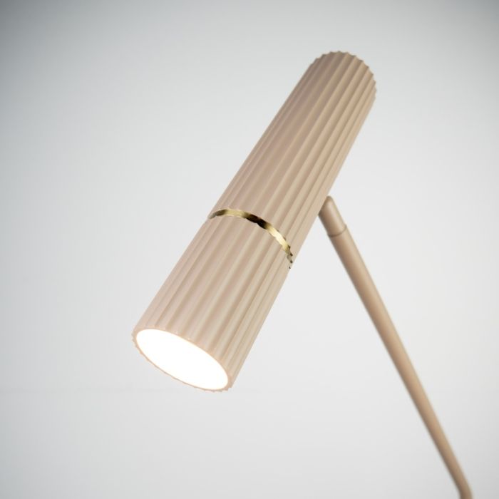 Beige moderne Stehlampe Stahl, Vahid, mit Schalter