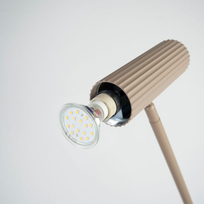 Beige moderne Stehlampe Stahl, Vahid, mit Schalter