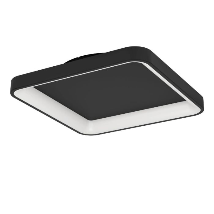 Schwarze moderne Deckenleuchte Kunststoff, Shauni, 12W, warm- bis kaltweiß einstellbare LED, mit Fernbedienung