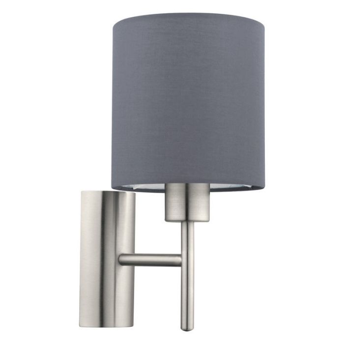 Graue moderne Wandleuchte Stoff, Abano, mit Schalter