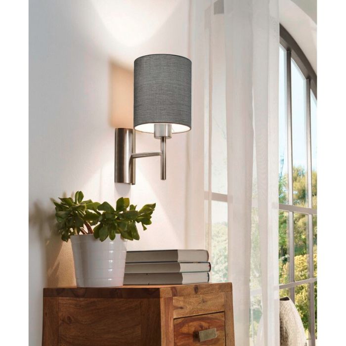Graue moderne Wandleuchte Stoff, Abano, mit Schalter