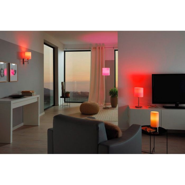 Weiße moderne Tischleuchte Stoff, Abano, mit Touch-Dimmer
