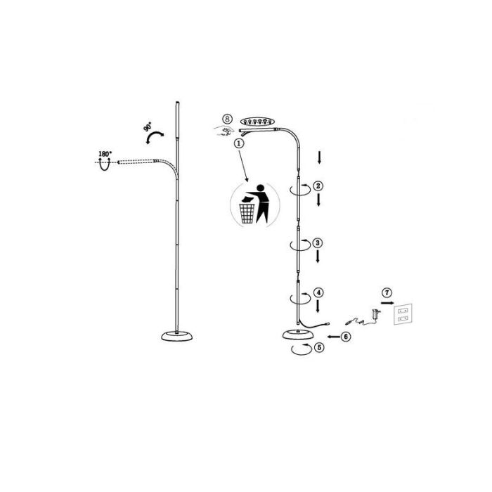 Weiße moderne Stehlampe Kunststoff, Brennan, 5W, 4000K LED, mit Touch-Dimmer