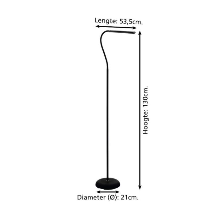 Schwarze moderne Stehlampe Kunststoff, Brennan, 5W, 4000K LED, mit Touch-Dimmer