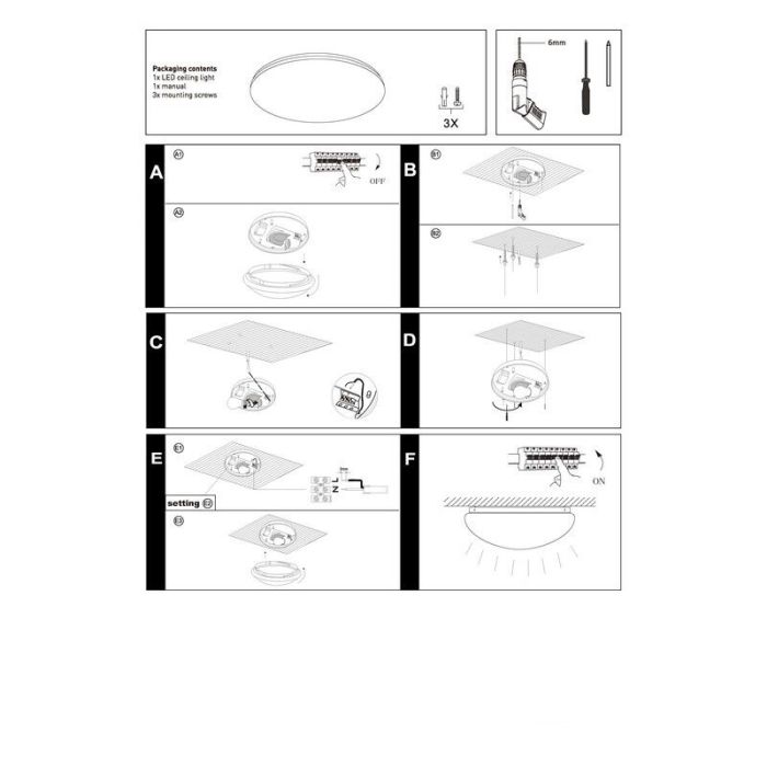 Weiße Deckenleuchte mit Sensor Glas, Mees, IP44