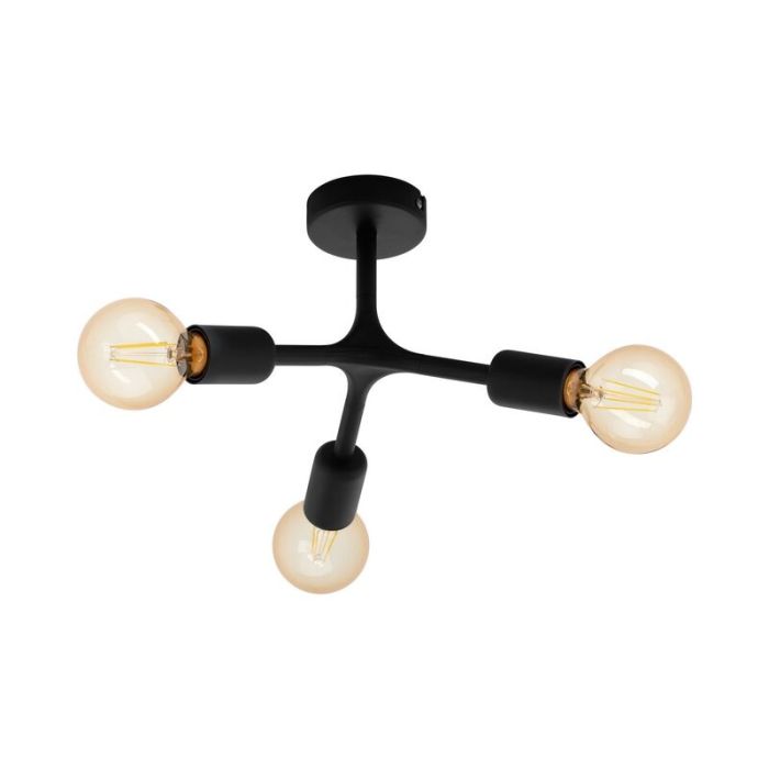 Schwarze industrielle Deckenlampe Stahl, Anjana