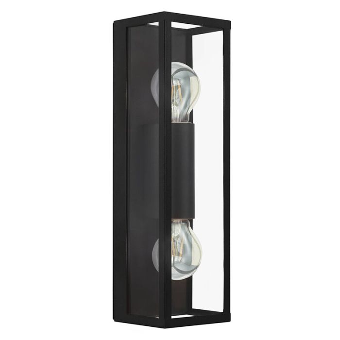 Schwarze moderne Wandleuchte Badezimmer Glas, Amadou, IP44