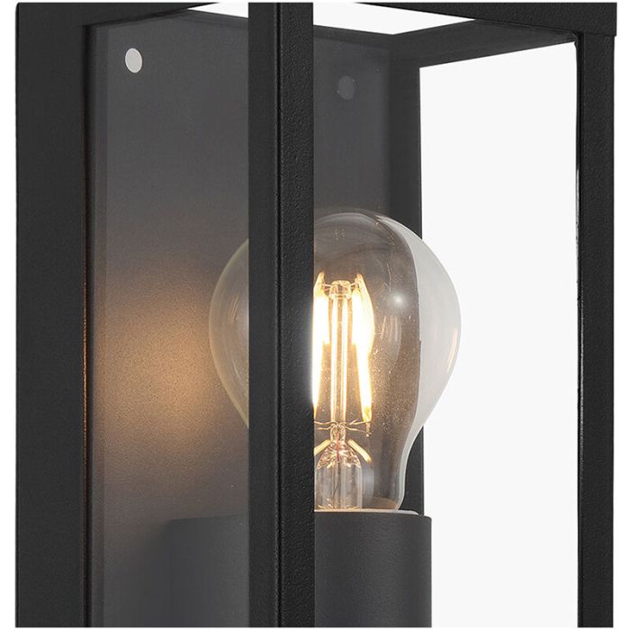 Schwarze moderne Wandleuchte Badezimmer Glas, Amadou, IP44
