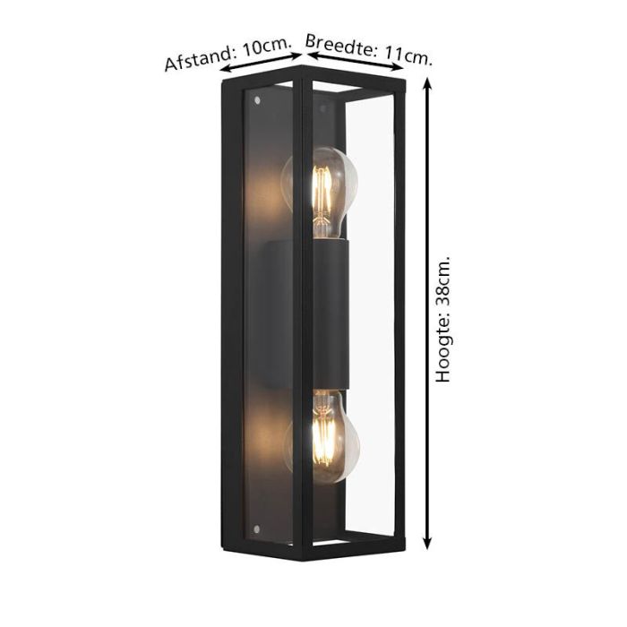Schwarze moderne Wandleuchte Badezimmer Glas, Amadou, IP44