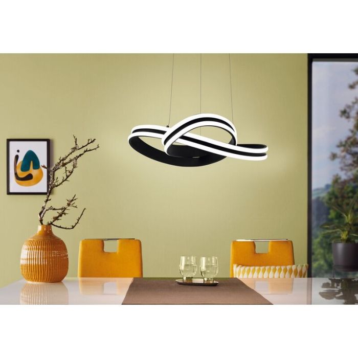 Schwarze moderne Pendelleuchte Kunststoff, Marigje, 18W, 3000K LED