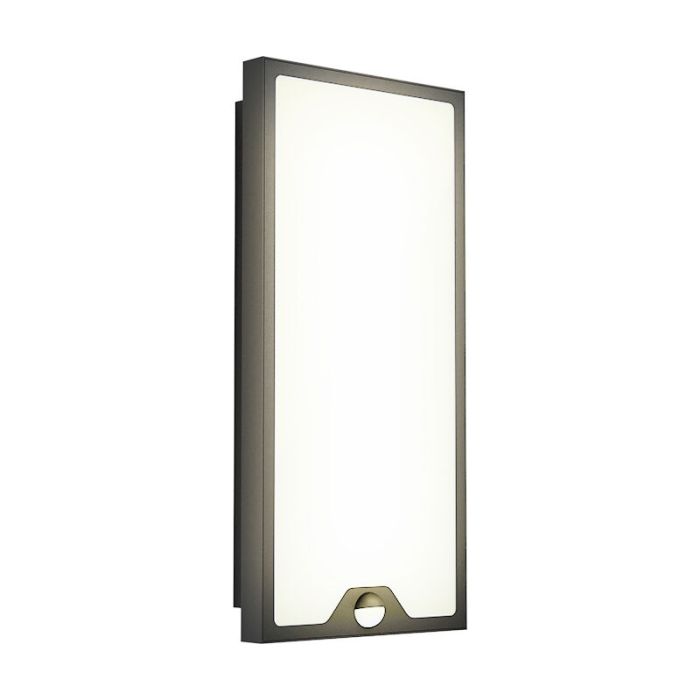 Schwarze moderne Außen Wandleuchte mit Bewegungsmelder Stahl, Lydian, 16W, 3000K LED, IP44