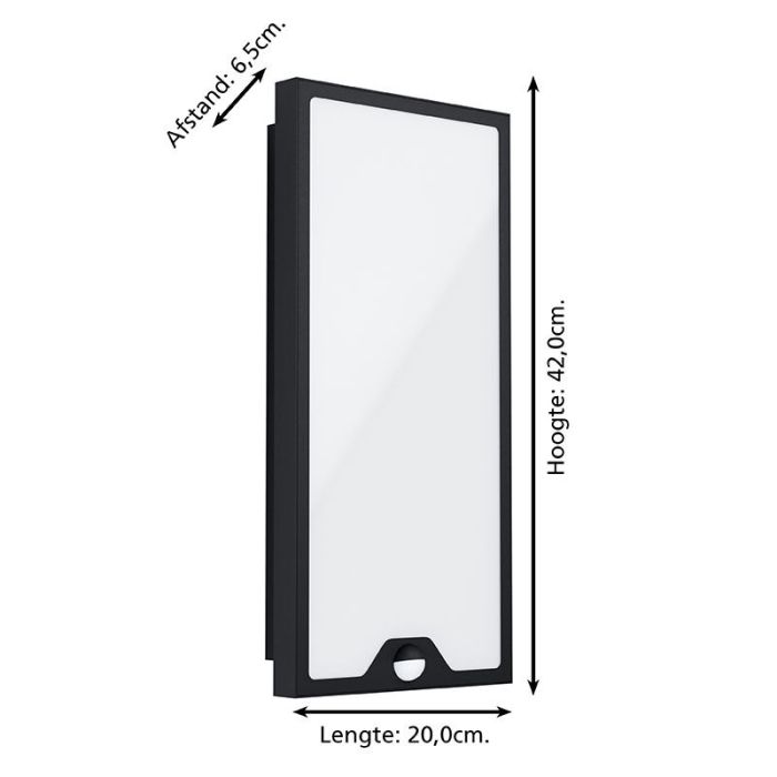 Schwarze moderne Außen Wandleuchte mit Bewegungsmelder Stahl, Lydian, 16W, 3000K LED, IP44