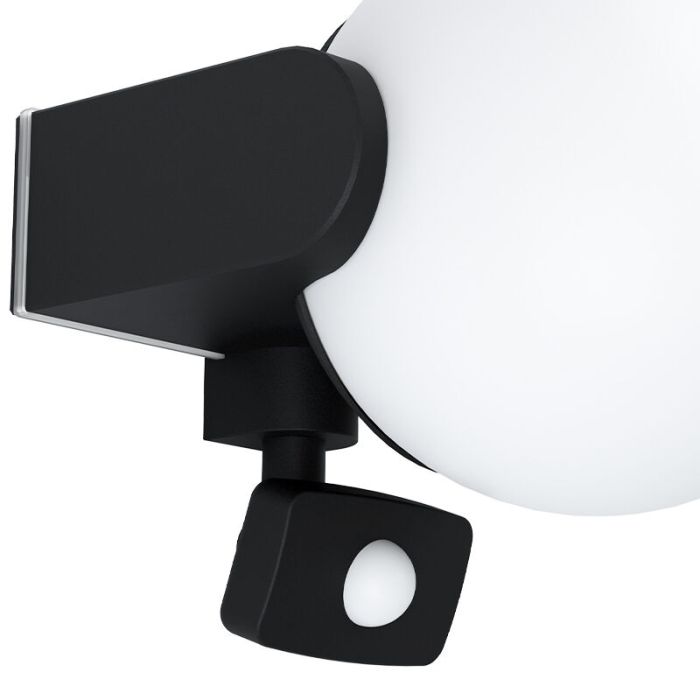 Schwarze moderne Außen Wandleuchte mit Bewegungsmelder Aluminium, Lydia, IP44