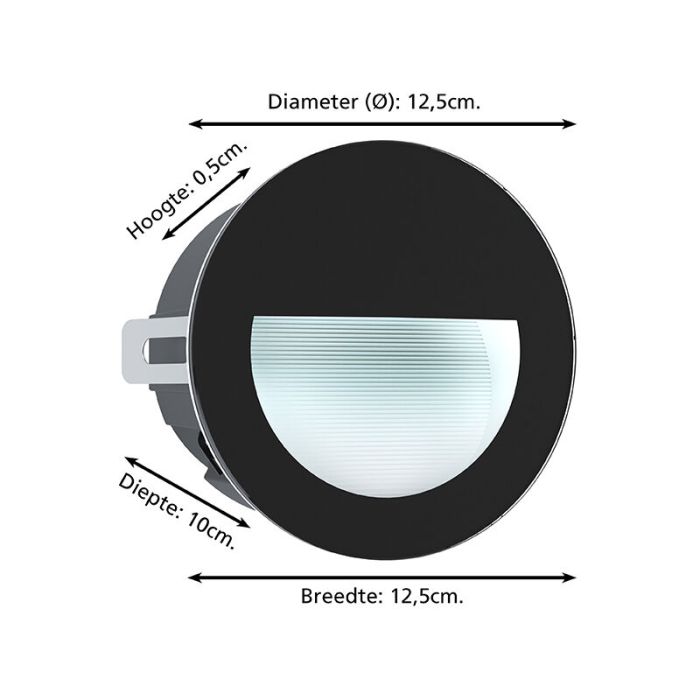 Schwarze moderne Wandeinbauleuchte Außen Aluminium, Luigino, 2,5W, 4000K LED, IP65