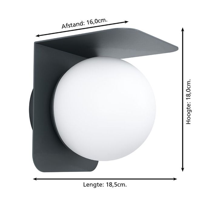 Schwarze moderne Außenleuchte Aluminium, Lute, IP44