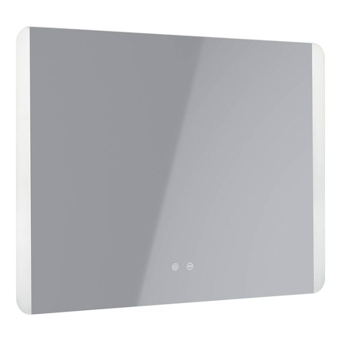 Graue moderne Spiegel mit Beleuchtung Glas, Bibi, 6,2W, warm- bis kaltweiß einstellbare LED, IP44, mit Schalter