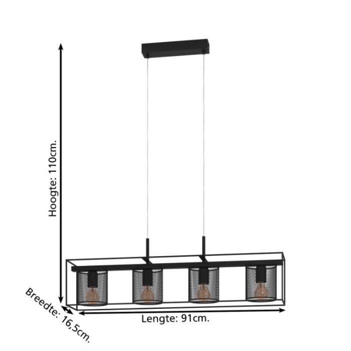 Schwarze industrielle Pendelleuchte Aluminium, Thiemo