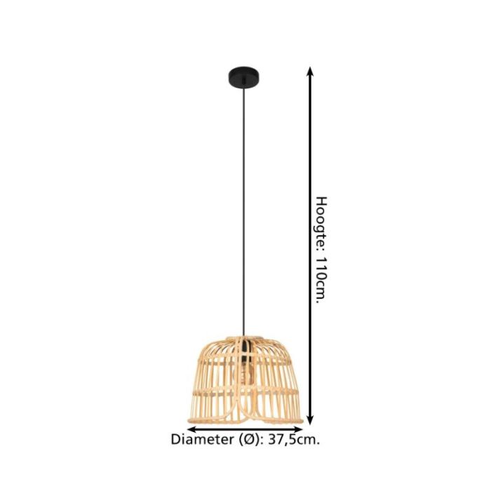 Rattan Pendelleuchte Braun, Sicco