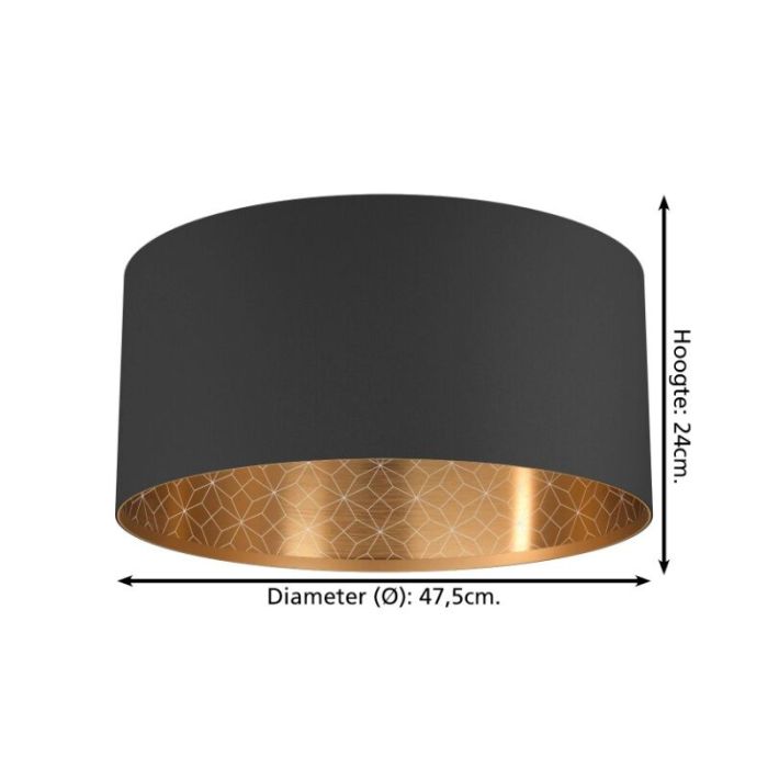 Schwarze moderne Deckenlampe Stoff, Kelsey
