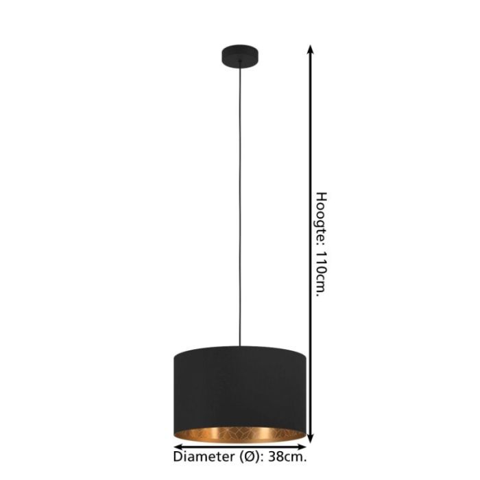 Schwarze moderne Pendelleuchte Stoff, Kelsey