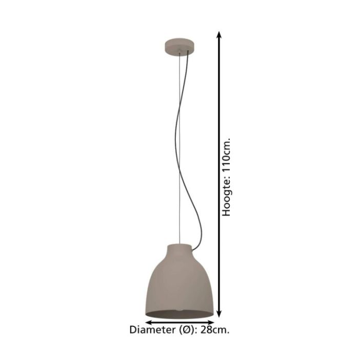 Taupe industrielle Pendelleuchte Aluminium, Thijs