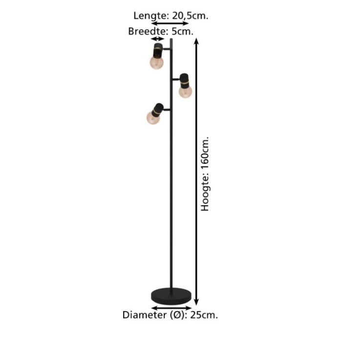 Schwarze Stehlampe Aluminium, Jelger, mit Schalter