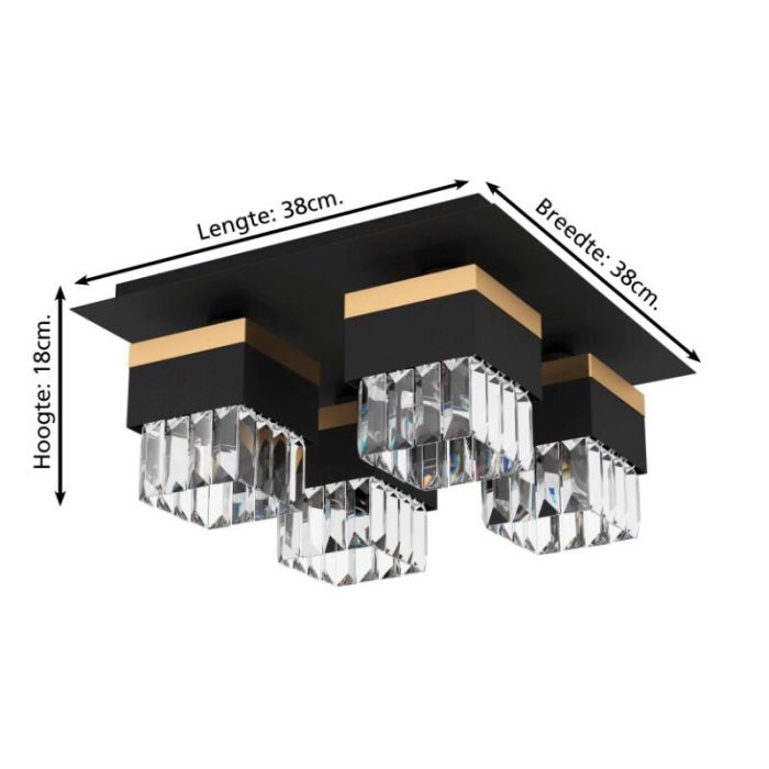 Schwarze design Deckenleuchte Glas, Wensley