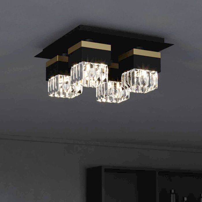 Schwarze design Deckenleuchte Glas, Wensley